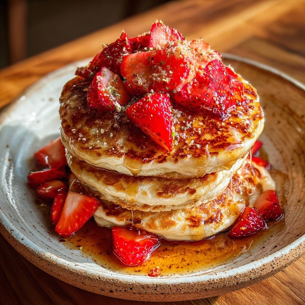 Bottomless Strawberry Pancake Stack