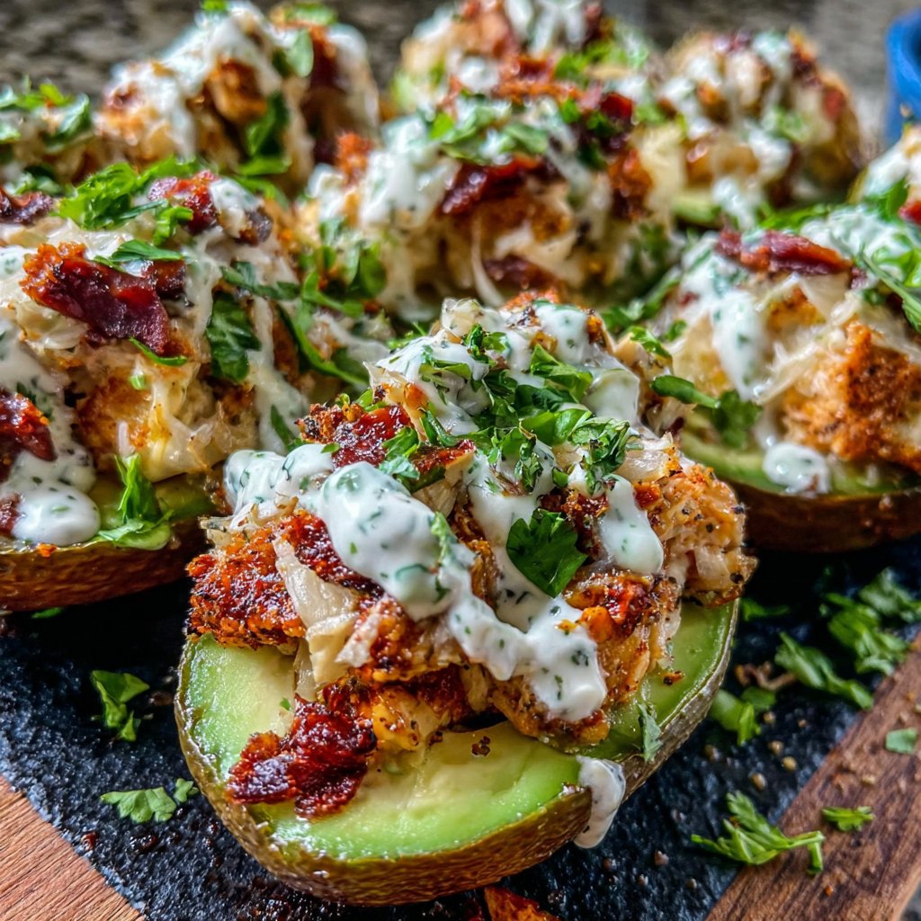 Chicken Stuffed Avocados Plate
