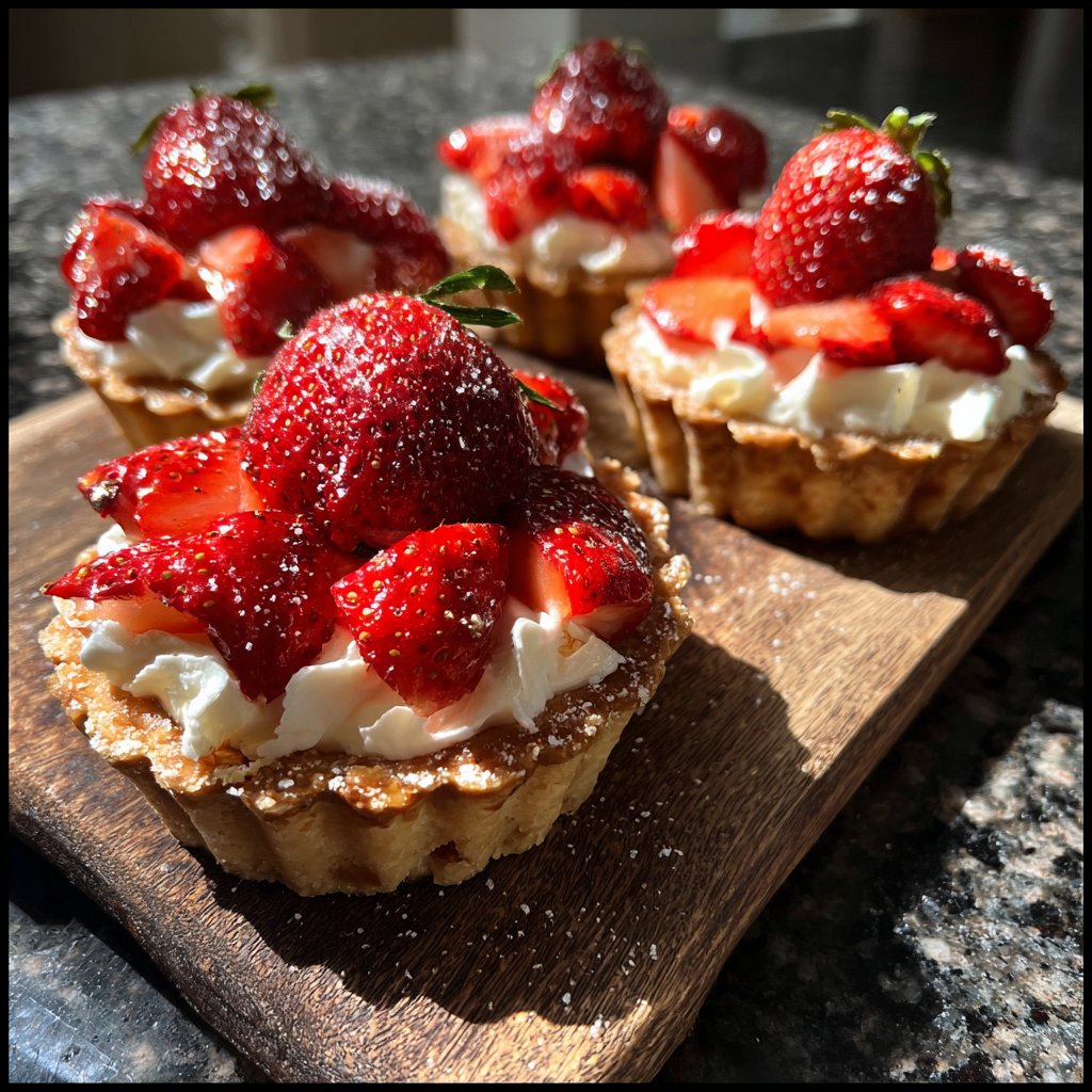 Mini Strawberry Tarts with Cream